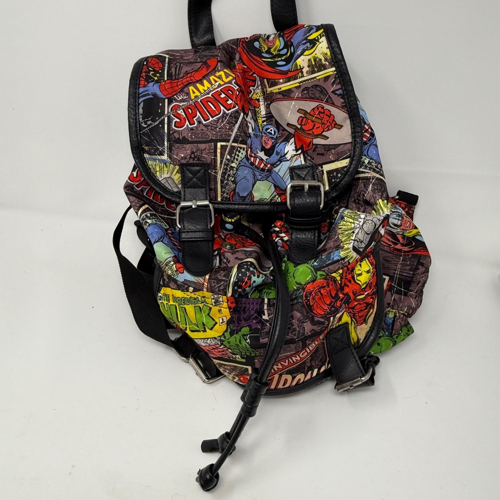 Marvel Comic Print Mini Backpack Spider-Man‎ Captain America Hulk Thor *flaws*